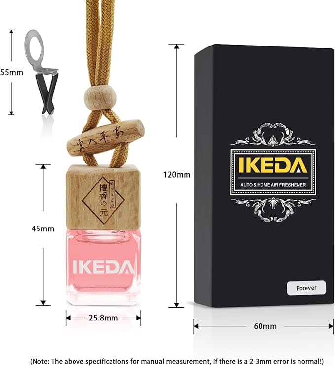 Car Air Freshener | Square Hanging Car Scent with Vent Clip Bottle | Long Lasting Fragrance | Essential Oil Diffuser | Odor Eliminator Deodorizer (Square-Forever)