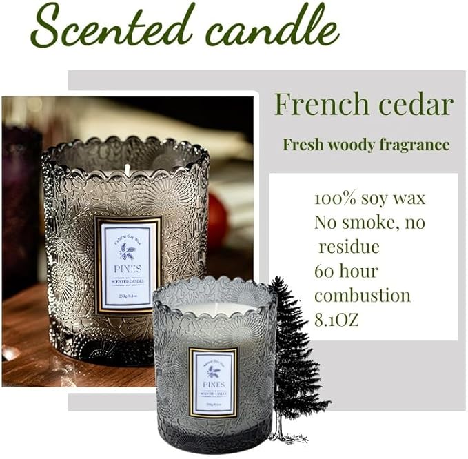Father's Day, Valentine's Day & Christmas Candles, Natural Soy, 8.1 oz, 60 Hrs, French Cedar