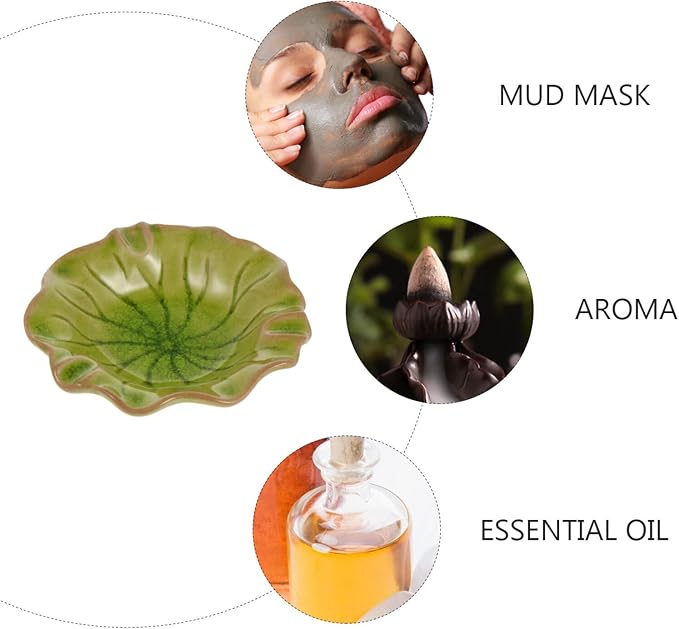 Ceramic Dish for Electric Oil Burner Warmer Diffuser Bowl Holder Essential Oil Plate Ceramic Oil Warmer Tealight Candle Holder Bowl Home Decoration Green