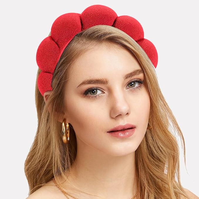 Spa Headband for Washing Face or Facial Makeup - Bubble Skincare Terry Cloth Puffy Headband for Mask Skin Treatment