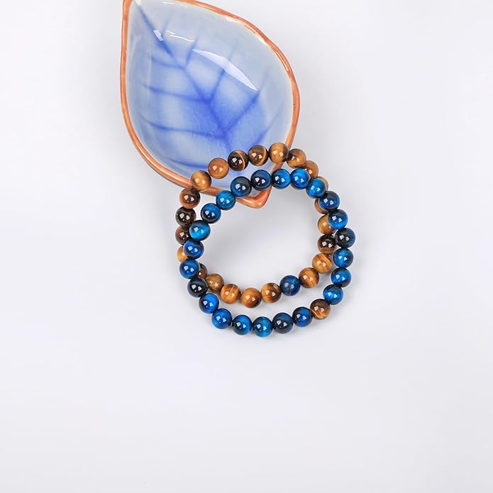 AD Beads 2Pcs His & Hers Distance Beads Bracelets Elastic Natural Stone Yoga Bracelet