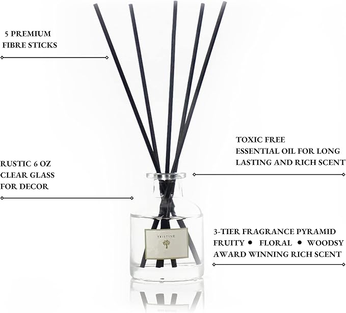 PRISTINE Himalayan Tea/Inspired by Westin Hotel Reed Diffuser for Home | Fresh Bergamot/White Tea Room Fragrance Reed Diffusers, Oil & Room Diffusers with Reed | Home Fragrance Scent Diffuser