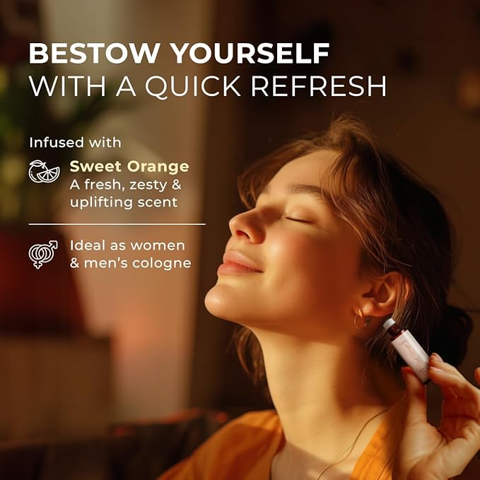 Gya Labs Sweet Orange Essential Oil Roll On - 0.34 Fl Oz - Travel Size Roller for Camping, Skin, Aromatherapy Relief, Convenience