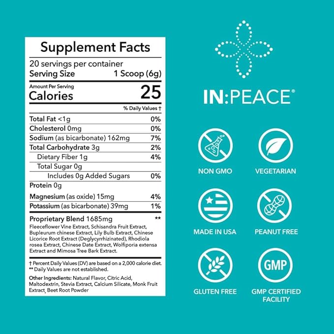 In:TotalWellness IN:Peace Herbal Calming Formula. 20 Serving Pouch, Wild Berry Flavor. 9 Herb Antioxidant + Adaptogen Blend. Clinically Proven Ingredients. Crafted by a Licensed Herbalist