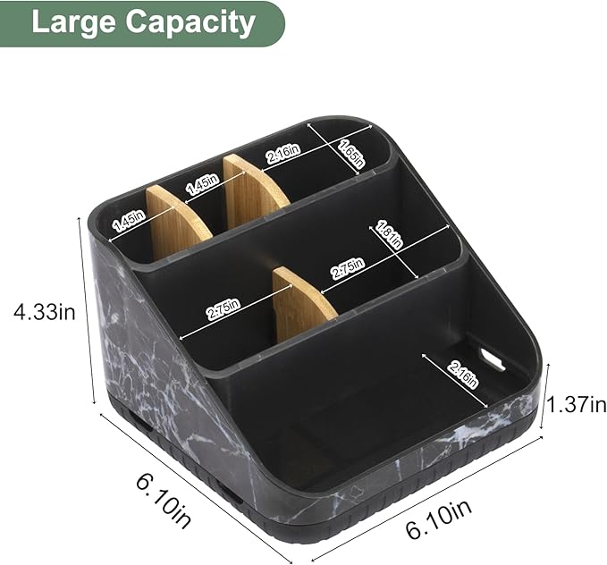 Chintu Toothbrush Holders for Bathroom Counter Organizer - 6 Slots Tooth Brushing Holder for Family Kids, Electric Toothbrush and Toothpaste Holder for Vanity Countertop Storage Black Marble