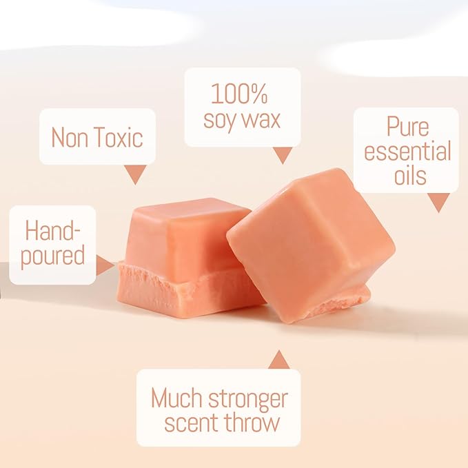 DEVI Fall Scented Wax Melts 4 Pack(24-Cubes), Natural Soy Wax Cubes Strong Scent -Pumpkin Spice Cloud- Long Lasting Scented Melts for Warmer,