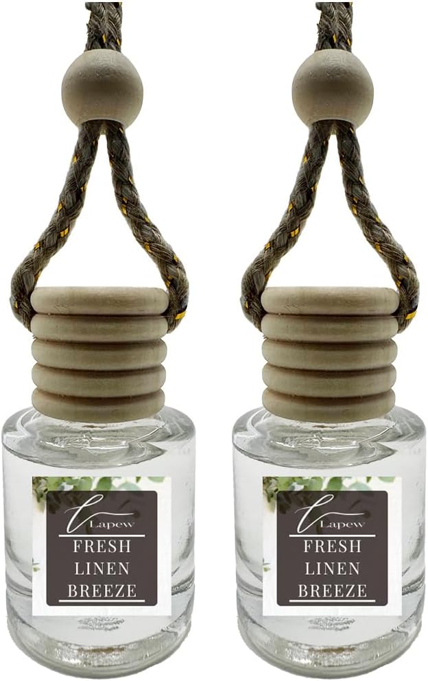 Car Air Freshener Diffuser – 2 Pack Hanging Air Freshener Diffuser (.34 Oz, Fresh Linen Breeze)