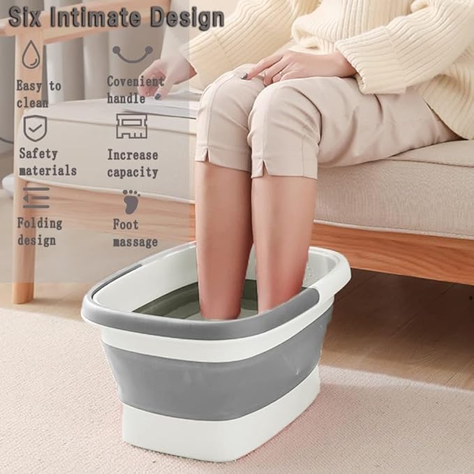 Beinilai Collapsible Foot Bath Kit, Foot Soaking Tub with Handle and Massage Acupoint, Tea Tree Oil Foot Soak with Epsom Salt, and Pedicure Feet File