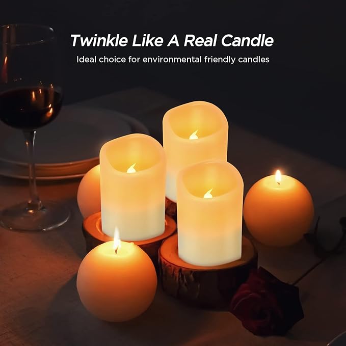 Hausware Flameless Candles Battery Operated Candles Set of 12 (D: 3" x H: 4") Real Wax Pillar Flickering Candles LED Flameless Candles with Remote and Timer Control (Ivory Color)