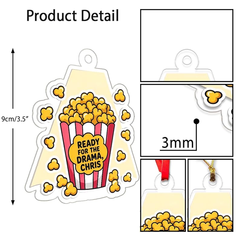 Funny Popcorn Ready For The Drama Ornament, Personalized Custom Christmas Ornament, Gift for Friends, Drama Holiday Keepsake Acrylic Ornament – Personalized Christmas Tree