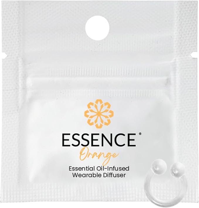 Essence Wearable Aromatherapy Nasal Diffuser – Orange Essential Oil Nose Ring Silicone Inhaler for Stress & Mood Support - Made in USA & Travel-Friendly