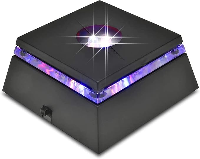 4 LED Display Base - LED Light Display Stand - Light Stand for Crystal Glass Art - Battery Operated LED Base Stand w/ Color Changing Lights - 2.5" Illuminated Holder