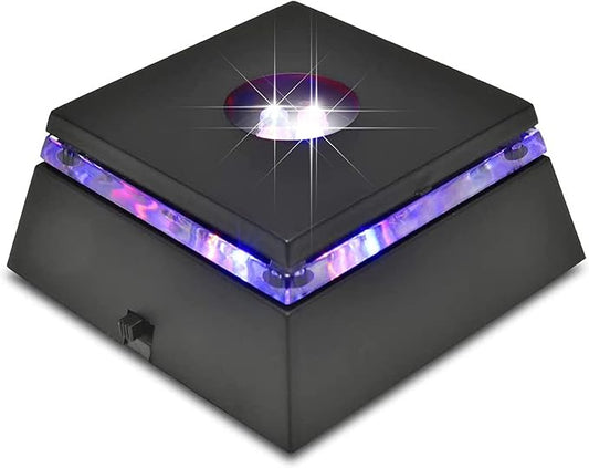 4 LED Display Base - LED Light Display Stand - Light Stand for Crystal Glass Art - Battery Operated LED Base Stand w/ Color Changing Lights - 2.5" Illuminated Holder