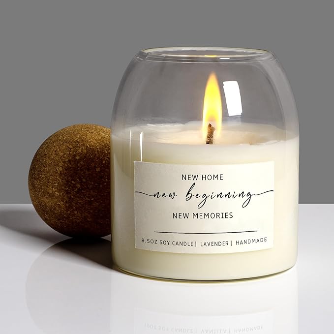 House Warming Gifts New Home，Housewarming New Home Gift Ideas for Women Men Neighbor | Soy Wax, Long-Lasting 60-Hours, Lavender (Housewarming Candle)