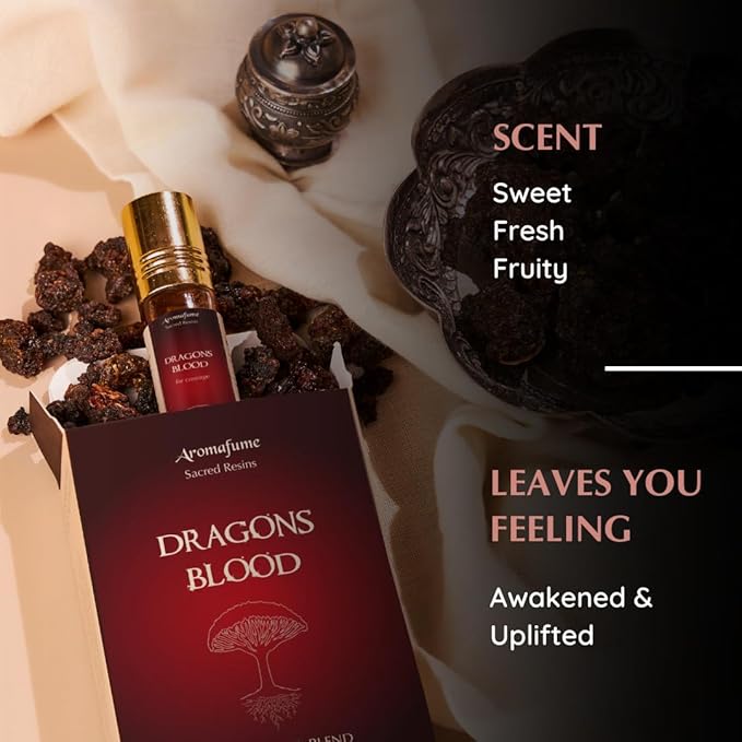 Dragon’s Blood Resin Essential Oil Roll-On by Aromafume | 1 x 10ml / 0.33 fl oz by Aromafume| Ideal for Spirituality & Rituals | Made with Pure Resin from Socotra | Non-Alcoholic, Non-Toxic & Vegan