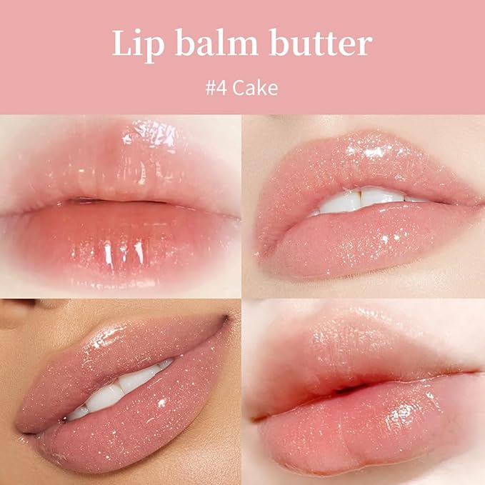 4 Colors Butter Lip Balm Lip Tint Hydrating Lip Gloss, High Shine Nude Color Hydrating Finish Lip Glow Oil 4 Flavors (04# Coke)