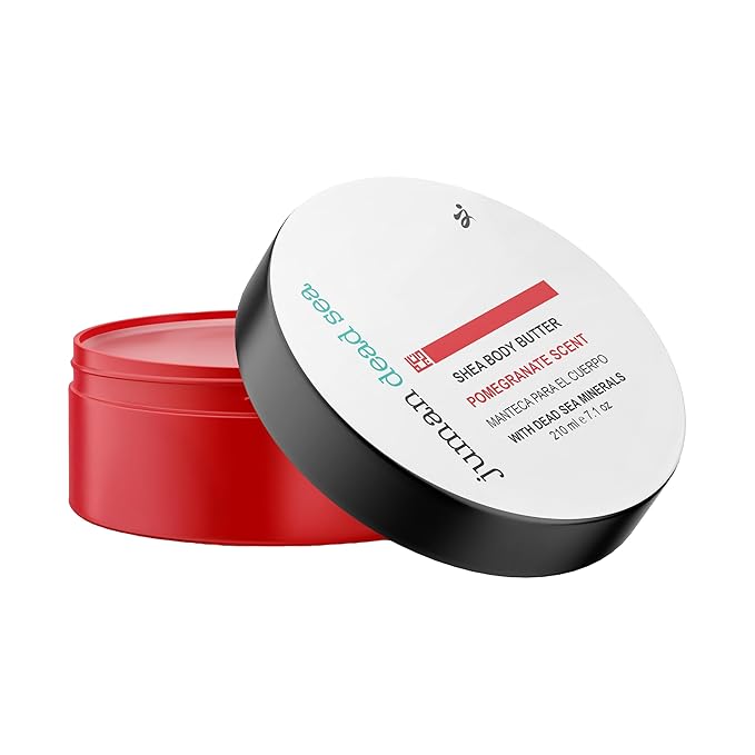 JUMAN Dead Sea Minerals Body Butter with Vitamin E | Made with Active Natural Ingredients | Nourishing Blend of Cocoa Butter | Pomegranate Scented Shea Butter | 7.1oz