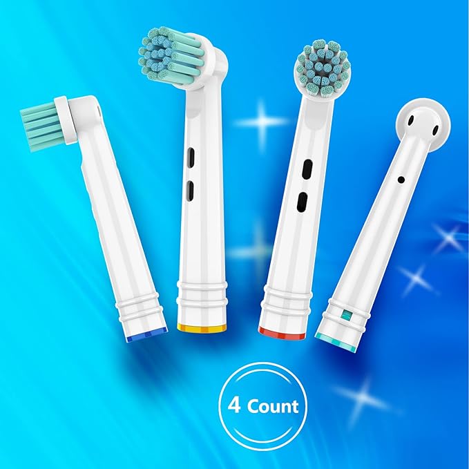Replacement Toothbrush Heads Compatible with Oral B Electric Toothbrushes, 4 Count, Extra Soft Bristles for Sensitive Gum Care, Refills for Braun Pro Series, Smart Series