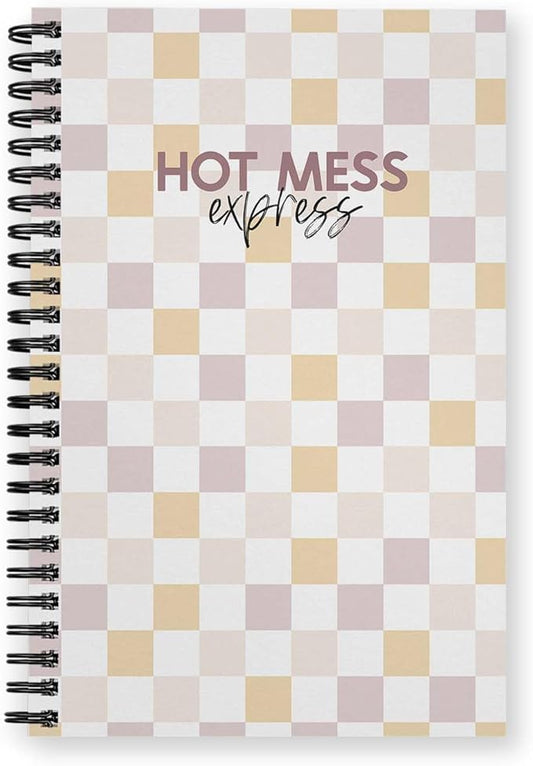 Hot Mess Express Spiral Notebook / 5.5" x 8.5" Journal / 120 Planner Pages/Durable Gloss Laminated Softcover/Black Wire-o Spiral Binding/Made in The USA