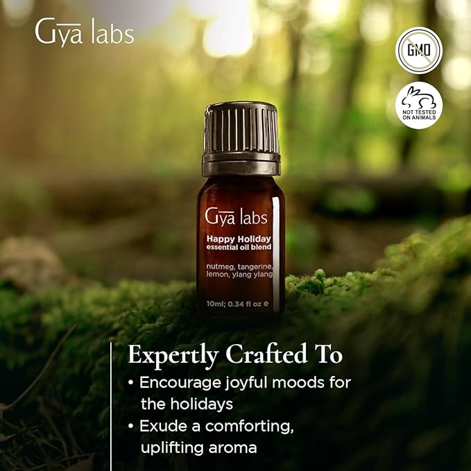 Gya Labs Happy Holiday Essential Oil Blend - Comforting & Uplifting, Festive Season Aromatherapy Oil (0.34 Fl Oz)