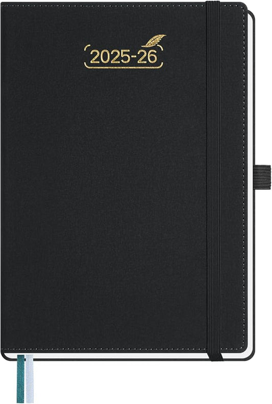 BEZEND 2026 Planner Weekly and Monthly (6" x 8.5"), 2-Column Calendar Book (Jul 25-Dec 26), Dual Schedule for Daily Appointment, Inner Pocket & Tabs, PU Leather Hardcover - Black