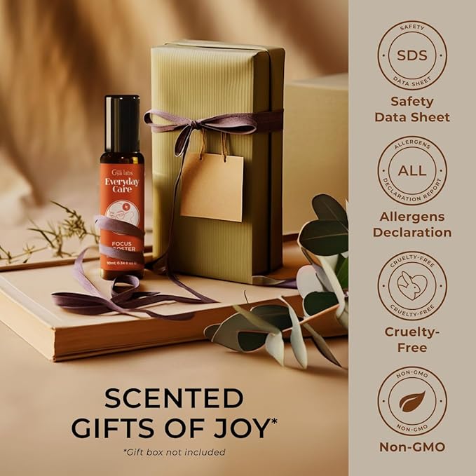 Gya Labs Focus Booster Essential Oil Roll On - 0.34 Fl Oz - Travel Size Roller for Camping, Skin, Aromatherapy Relief, Convenience