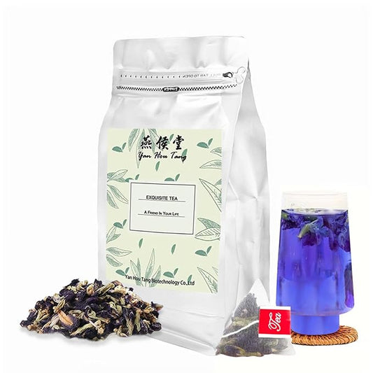 EILIN YHT Butterfly Pea Flower Tea Bags Organic Dried Flowers Natural Blue Tea 50 Counts