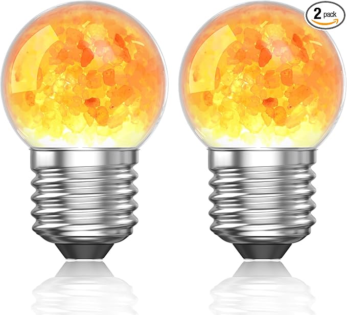 3W LED Salt Lamp Light Bulbs E26 LED Bulb 2200K Warm Amber Pink Night Light Bulbs,G45 Himalayan Salt Light Bulb,Non-dimmable for Mood Decorative Lighting,Living Room,Bedroom -2pack
