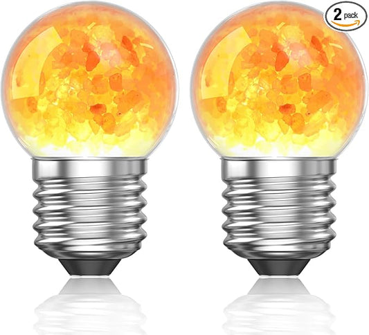 3W LED Salt Lamp Light Bulbs E26 LED Bulb 2200K Warm Amber Pink Night Light Bulbs,G45 Himalayan Salt Light Bulb,Non-dimmable for Mood Decorative Lighting,Living Room,Bedroom -2pack
