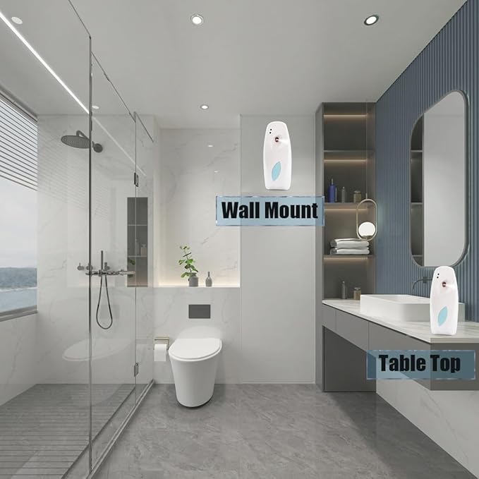 Automatic Air Freshener Spray Dispenser (2-Pack),Wall Mounted/Free Standing Automatic Air Fresheners for Home and Commercial Use, Multiple Time Scent Release Setting for Room/Restroom Sprayer (White)