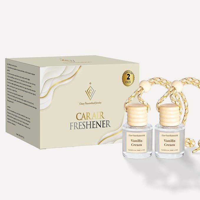 Car Air Freshener Hanging 2 Pack Vanilla Cream Air Freshener Diffuser for Cars, 45+ days Long-Lasting Fragrance, Air Fresheners Diffuser oil For Car,Car Air Freshener For Women Gift, Made in USA