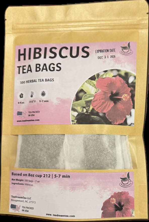 TeaDreamTea Hibiscus Tea Bags | 400 Bleach-Free Tea Bags | Caffeine Free | Dried hibiscus Flowers |Hibiscus Flower Tea | Dried Flower Tea |HerbalHibiscus
