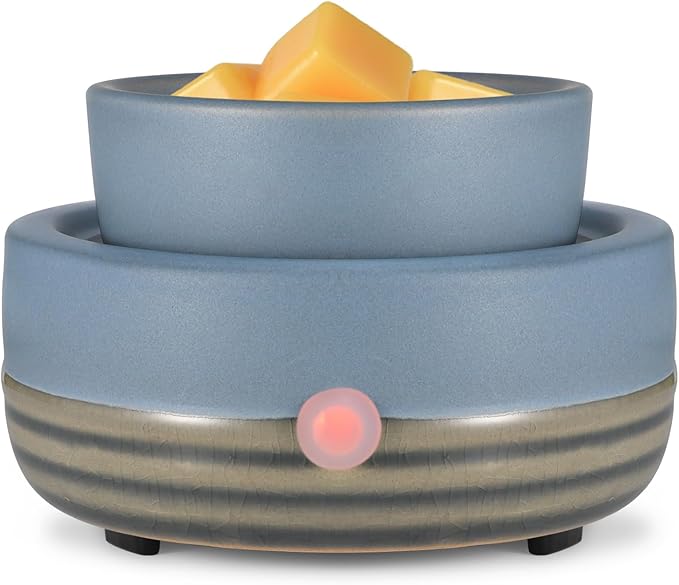 Ceramic Wax Melt Warmer,3-in-1 Electric Wax Warmer,Fragrance Wax Burner Candle Wax Warmer for Scented Wax and Home Decor, Thanksgiving Christmas Day Gifts for mom(Blue)