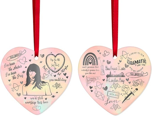 34HD Ceramic Heart Ornament 2025 – Lover Song Lyric Aesthetic Decoration, Girlfriend Christmas Tree Decoration