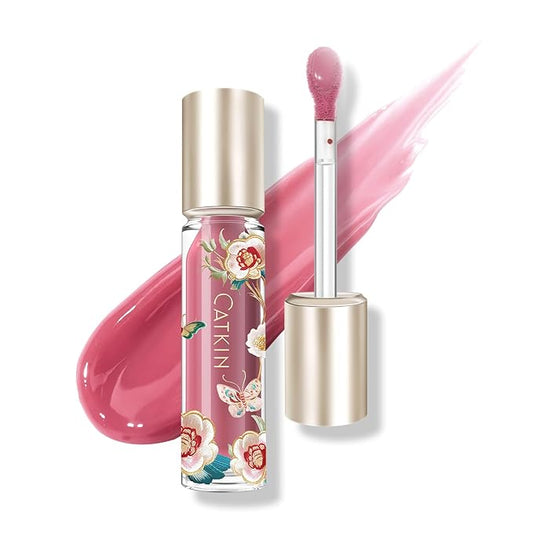 Catkin Lip Plumper Gloss, Tinted Lip Serum with Hyaluronic Acid & Jojoba Oil, Non-sticky Volumizing Hydrating Formula for a High Shine Maximum 3D Look, Plump & Soft Lips 0.12 Fl Oz - C07 Rose Agate
