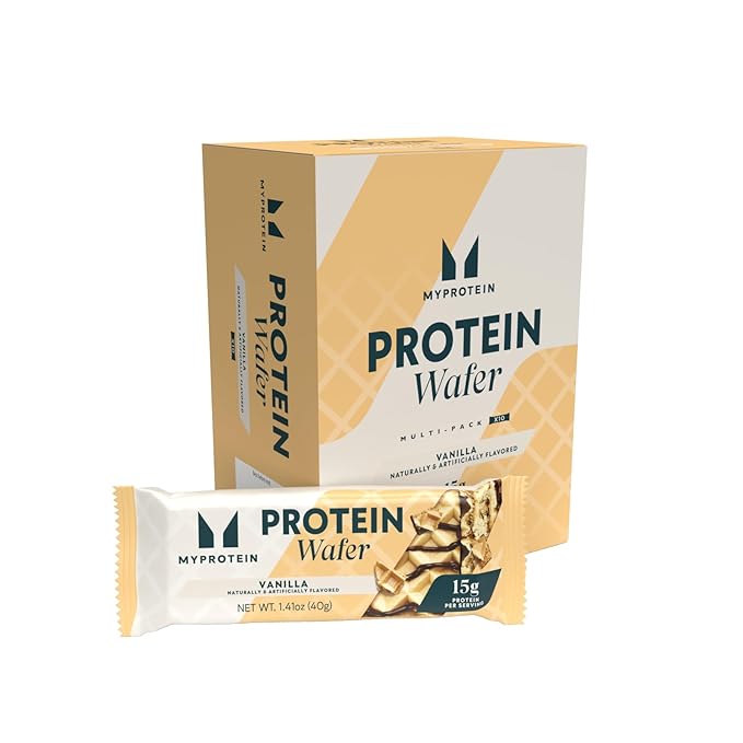 Myprotein Protein Bars, Crispy Protein Wafers, 15g High Protein Snacks, Box of 10 Vanilla Wafers Packs, Milk & Whey Protein Isolate, Light & Crunchy