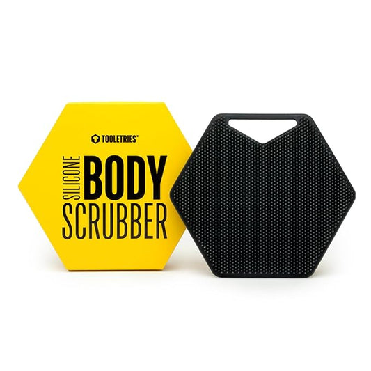 TOOLETRIES Body Scrubber - Exfoliates & Deep Cleans - Silicone Shower & Bathroom Accessory with Bespoke Bristles and Ergonomic Handles - Charcoal