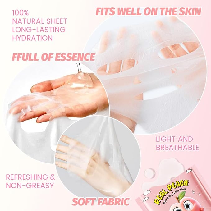 Kaely 10 Pack Fruit Face Masks for Kids, Kids Face Mask Spa Day Kit Supplies, Spa Party Favors for Teens Girls Women, Sheet Facial Mask Skincare Gifts Set, Moisturize Soothe for All Skin Types, 04