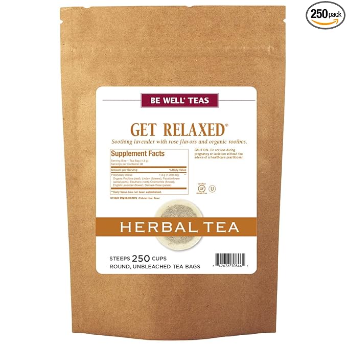The Republic of Tea Be Well Teas No. 14, Get Relaxed Herbal Tea For Relieving Stress, Refill Pack of 250 Tea Bags