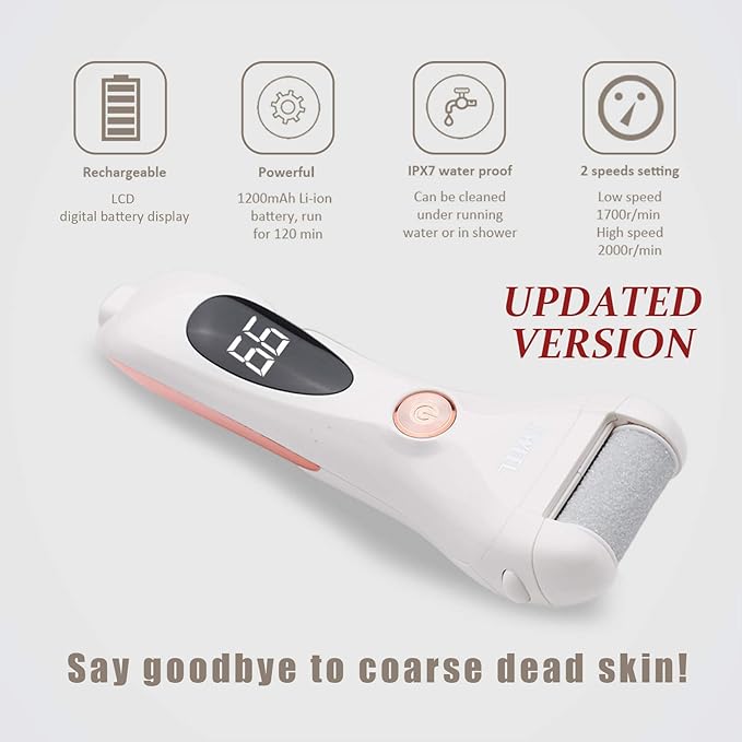 Callus Remover for Feet Shaver Rechargeable Electric Foot File Pedicure Tools for Feet Professional Callous Shaver Waterproof Pedicure kit for Cracked Heels and Dead Skin