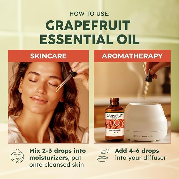 KUKKA Grapefruit Essential Oils - 4 Fl Oz - for Hair, Skin, Diffuser, Aromatherapy & DIY Soap Making Scent
