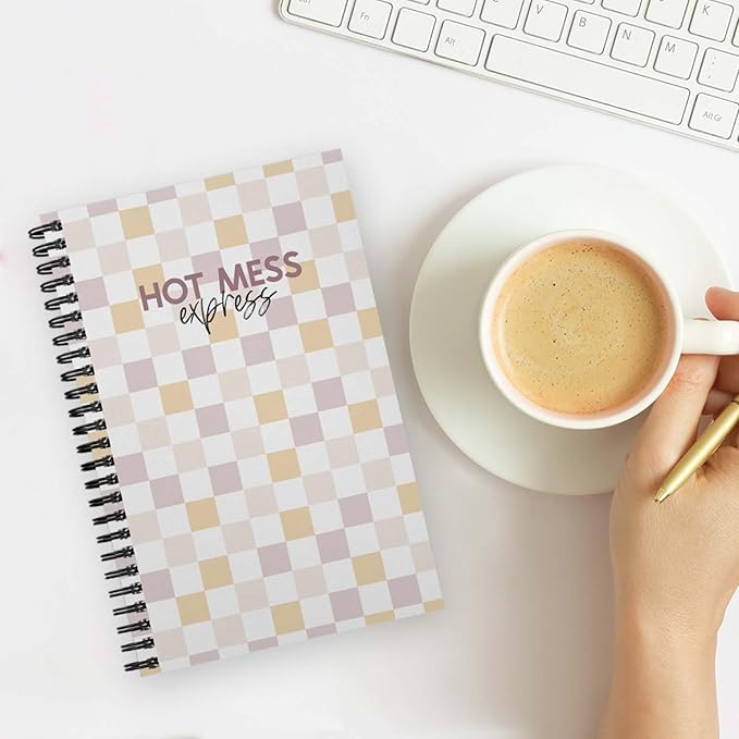 Hot Mess Express Spiral Notebook / 5.5" x 8.5" Journal / 120 Planner Pages/Durable Gloss Laminated Softcover/Black Wire-o Spiral Binding/Made in The USA