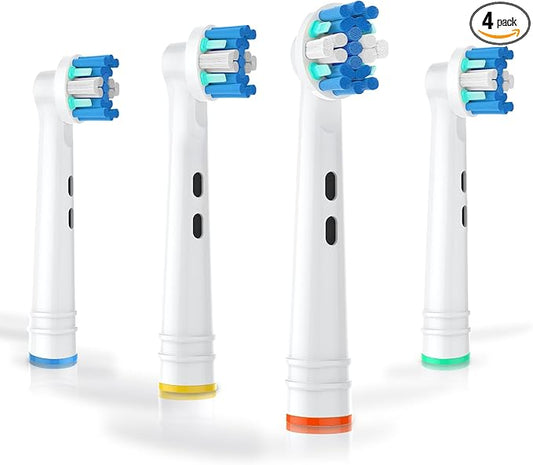 Replacement Toothbrush Heads Compatible with Oral B Electric Toothbrushes, 4pcs, Round Head for Vitality, for Pro Series, Refills for Braun Type 3756 3765 4729 DB4010 etc