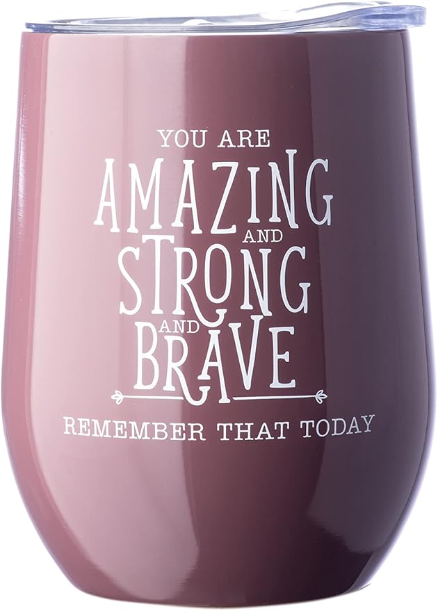 DIVERSEBEE Inspirational Thank You Gifts for Women, Mom, Sister, Wife, Girlfriend, Coworker, Best Friend, Encouragement Birthday Wine Gifts - Insulated Wine Tumbler Cup with Lid 12oz(Mauve)