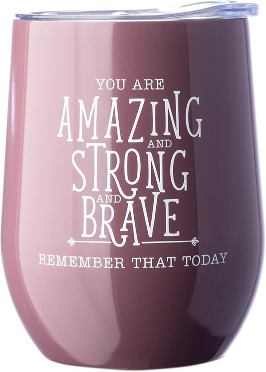 DIVERSEBEE Inspirational Thank You Gifts for Women, Mom, Sister, Wife, Girlfriend, Coworker, Best Friend, Encouragement Birthday Wine Gifts - Insulated Wine Tumbler Cup with Lid 12oz(Mauve)