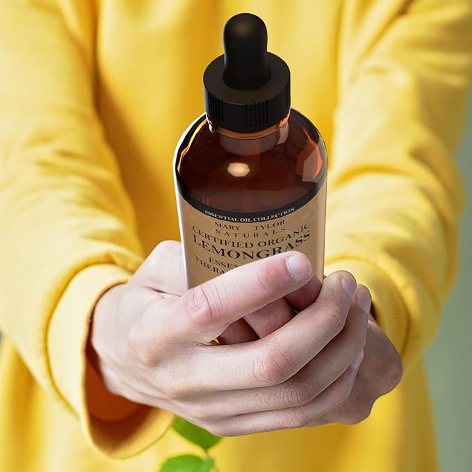 Certified Organic Lemongrass Essential Oil 4 oz Therapeutic Grade Perfect for Aromatherapy, Relaxation, DIY, Improved Mood, Diffuser by Mary Tylor Naturals
