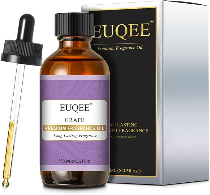 EUQEE Grape Fragrance Oil, Premium Essential Oil 2.02 Fl oz with Glass Dropper for Aromatherapy, DIY Bath Bombs, Candle Soap Making (60ml)