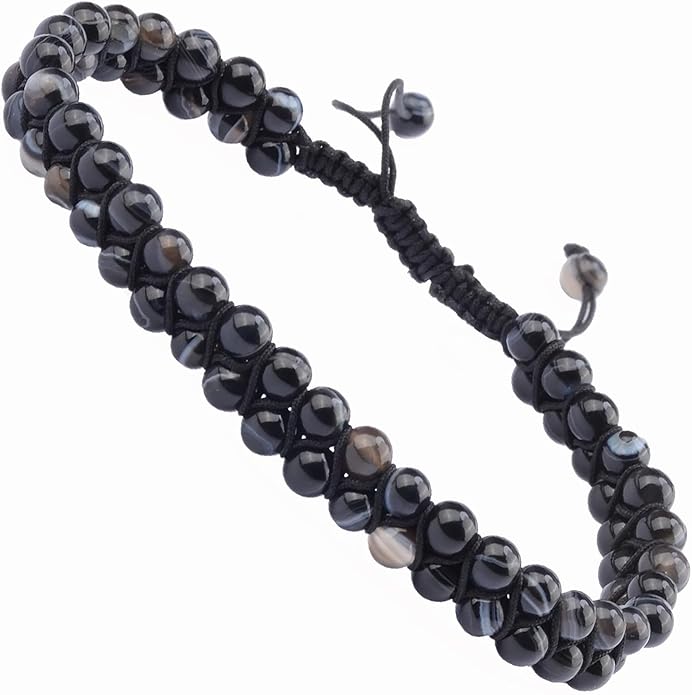 MASSIVE BEADS Double Layer Natural Chakra Healing Power Crystals Macrame Bracelet Yoga Stone Beads Gemstone Meditation Relax Anxiety Bangle for Unisex Women Men