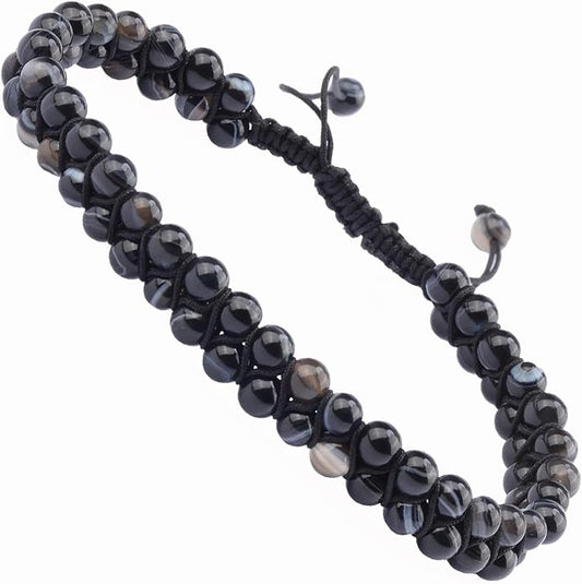 MASSIVE BEADS Double Layer Natural Chakra Healing Power Crystals Macrame Bracelet Yoga Stone Beads Gemstone Meditation Relax Anxiety Bangle for Unisex Women Men