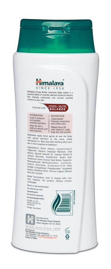 Himalaya Herbal Healthcare Cocoa Butter Intensive Body Lotion, Daily Ultra Moisturizer for Dry Skin, 13.53 oz, 2 Pack